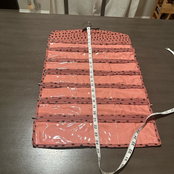 Isaac Mizrahi hanging jewelry organizer. Pink with black polka dots. - Picture 4 of 5